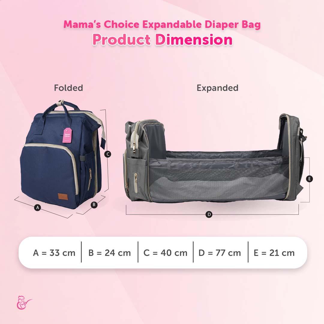 Expandable Diaper Bag (Navy/Grey) - Mama's Choice Malaysia